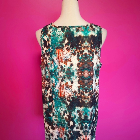 Ladies Multicolor Abstract Pattern V-Neck Tank Top (Size XL) - Picture 6 of 8